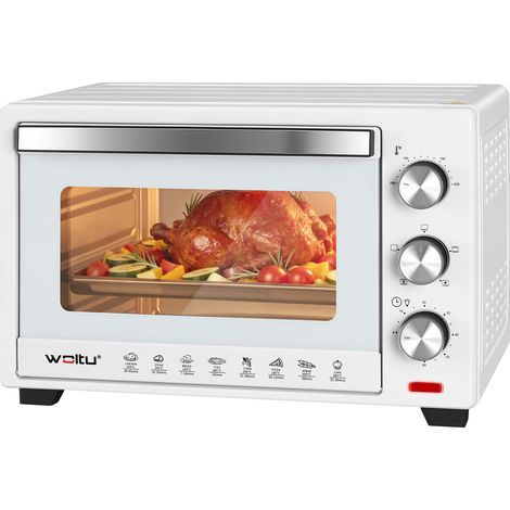 Woltu – Mini four électrique 28L 1600W – Chaleur tournante 100-230°C – Minuterie 60 min – Pour pizza, poulet rôti, pâtisserie
