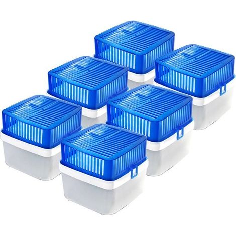 Lot de 6 déshumidificateurs absorbeurs d'Humidité carré compact, contenance 600 g - Hauteur 14 x Longueur 16 x Profondeur 16 cm (1/4)