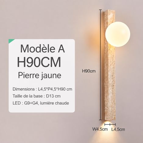Applique murale LED en travertin jaune format long 90 cm lumière chaude wabi-sabi 27 90cm 100 × 25 × 25 cm 2 g – Livraison gratuite