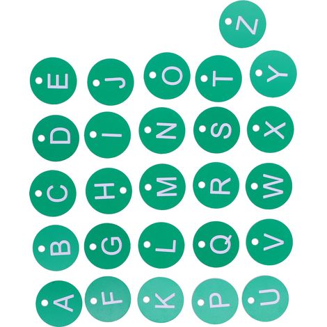 Lot de 26 étiquettes numérotées pour ruches, rondes et perforées, accessoire apicole pour jardin (vert). (1/5)