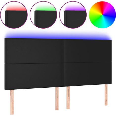 Maison Exclusive - Tête de lit à LED Noir 160x5x118/128 cm Similicuir (1/5)