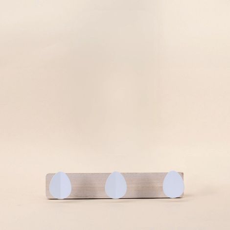 Porte manteau 3 têtes en bois blanc 32cm (1/5)