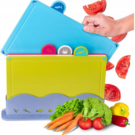 Set 4 in 1 di taglieri in plastica per carne, verdura, pesce e frutta (1/5)