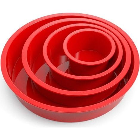 Moule Gateau Silicone, 4Pcs Moule a Gateau Rond, Moule à Manqué à Dégagement Rapide Pour Gateau Arc-en-ciel, Gateau éponge, Gateau D'anniversaire, Gâteau Au Fromage-Rouge, combinaison 4.6.8.10 pouces (1/4)