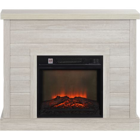 HOMCOM Caminetto Elettrico 1800W con Effetto Fiamma a 3 Intensità Grigio Chiaro (1/5)