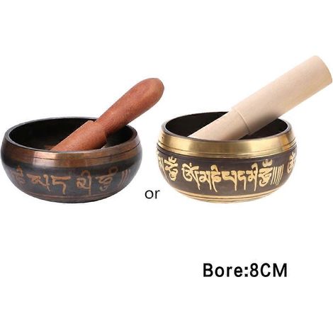 Buddhistisches tibetisches Klangschalen-Set aus Kupfer für Yoga und Chakra-Meditation – Geschenk-Accessoire