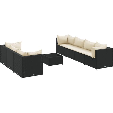 Maison Exclusive - Set Mobili da Giardino con Cuscini 8 pz Nero in Polyrattan
