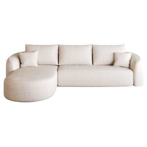 Canapé d’angle modulable 2 places 266 cm, méridienne à gauche, sans structure rigide, sans montage, blanc (1/5)