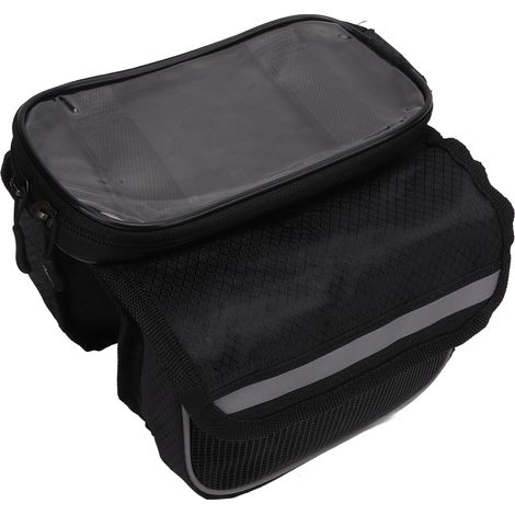 Sacoche Vélo pour Téléphone 600D Nylon Transparent et Résistant aux Chocs, pour Smartphones 4.8 à 5.7 Pouces - Noir (1/5)