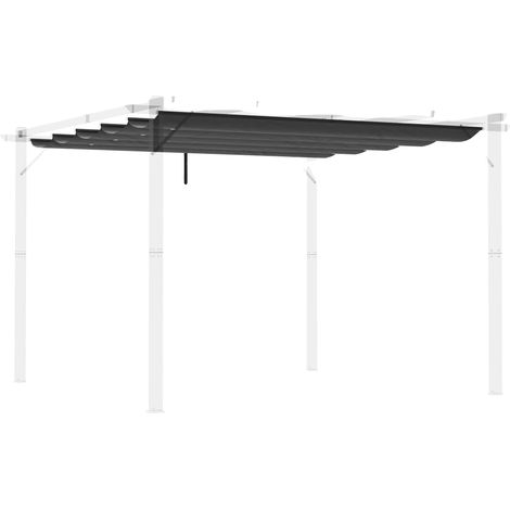 Couverture de Pergola Rétractable, Tissu en Polyester, Protection UV, Gris foncé, 250x255 cm (1/2)