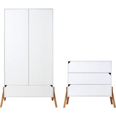 Armadio 2 ante 3 cassetti bianco 91cm (1/5)