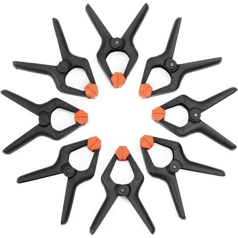 Pinces à Ressort Plastique, 8 Pièces,Ouverture jusqu'à 25,4mm,Pince de Serrage pour Décoration, Travaux du Bois et Studio de Photographie (1/5)