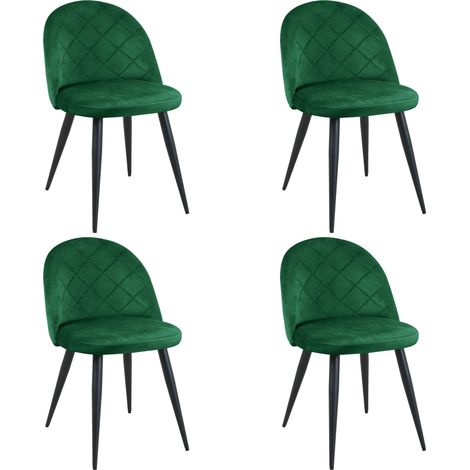 Lot de 4 chaises matelassées de salle à manger en velours AKORD SJ.077 Vert Bouteille (1/5)