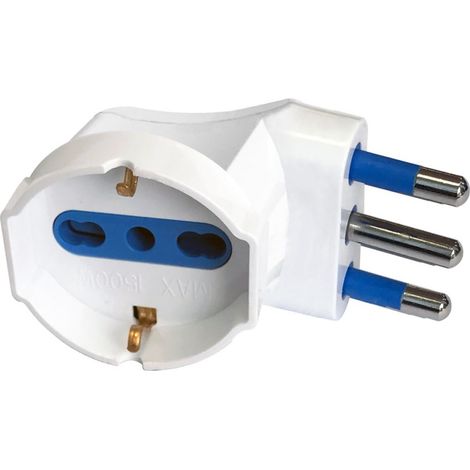 Techly Adattatore spina 16A prese bipasso/Schuko 90o Bianco (1/4)