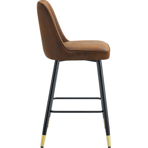 Set de 2 taburetes de bar de 100 cm en tejido técnico marrón con estructura metálica negra (1/5)