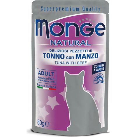 Trozos de atún Monge Cat con carne de res 80 g