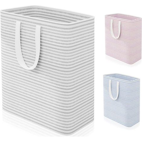 Grand Panier à Linge Pliable 80L, Panier à Linge Imperméable Autoportant, Poignées Renforcées, Corbeille à Linge pour Vêtements, Serviettes, Jouets et Couvertures, Gris