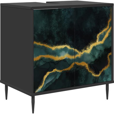 Mobile da Bagno WIJHE Rovere Nero 60 x 40 x 61 cm vidaXL (1/5)