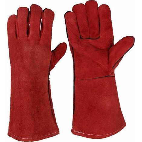 Gants en cuir de haute qualité, résistants à la chaleur et aux flammes, parfaits pour la soudure, les poêles à bois, les barbecues et le jardinage. Conçus pour les hommes.