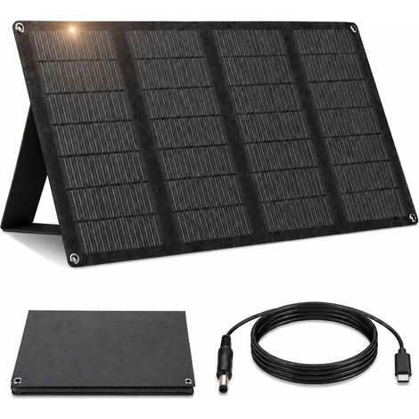 40W Panneau Solaire Pliable ETFE IP65 avec Sorties DC USB-C USB-A, Chargeur Solaire Portable pour Batterie Externe, Camping, Van, Randonnée et Voyage (1/5)