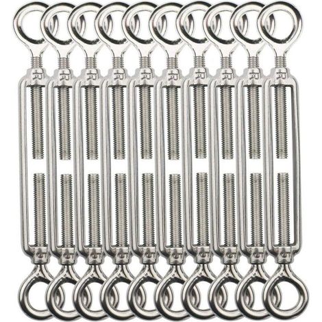 Tendeur Fil Acier Inoxydable 304 M5 Avec Crochets Pour Linge Câble Garde-Corps Lot 10 Pièces (1/4)