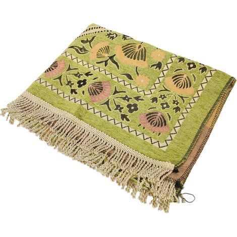 Tapis de prière moelleux en chenille, couverture polyvalente à pompons pour chambre, couloir et table, jaune pâle, idéal pour la méditation (1/5)