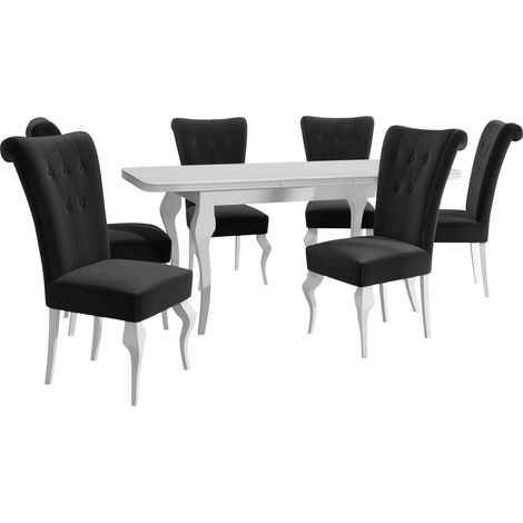 Conjunto de mesas y sillas para comedor Comfivo Gallina II, Magic Velvet 2219, 76x80x140cm, Diámetro: 0, Número de asientos: 6, Estilo: Clásico