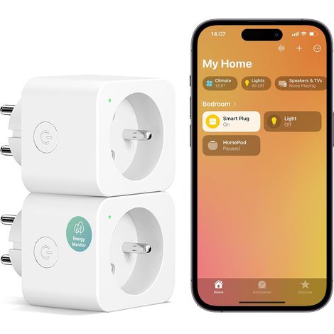 Prise Intelligente WiFi Type E 16A Compatible HomeKit Alexa Google Home avec Mesure de Consommation Énergie Contrôle Vocal et Distance (1/5)