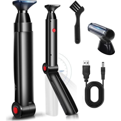 Rasoir Dos Homme, Tondeuse Dos Homme, Tondeuse Corps Homme avec 2 Têtes de Rasage Amovibles et Poignée Ergonomique, Rasoir Pliable pour Dos, Poitrine et Épaules (1/5)