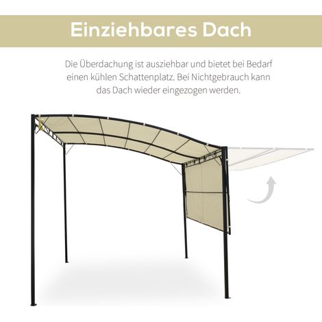 Pavillon de jardin pliable avec auvent imperméable, 3 x 2,5 m, crème, résistant aux intempéries (1/4)
