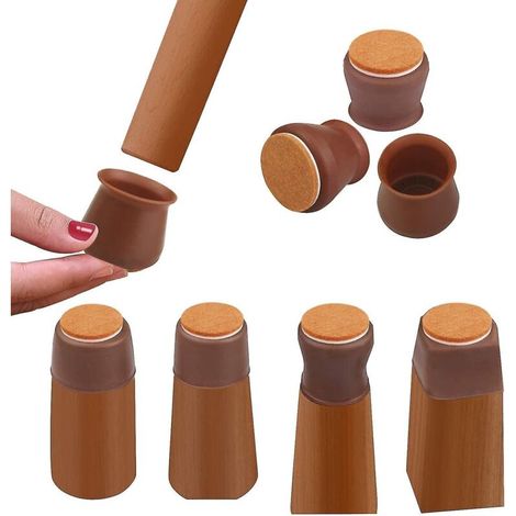 Braune Silikon-Schutzgleiter für Stuhlbeine mit Filzbezug – 8er-Pack (1/5)