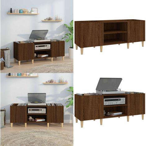 Armoire à disques chêne marron 121x38x48 cm bois d'ingénierie - Armoire disques - Rangement vinyles (1/5)