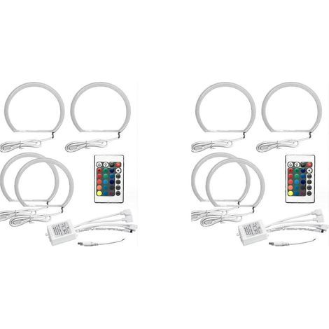 2er-Set 131 mm mehrfarbige RGB LED-Angel-Eyes-Halbkreis-Halo-Scheinwerfer für BMW 3er E36 (1990–2000) und E46
