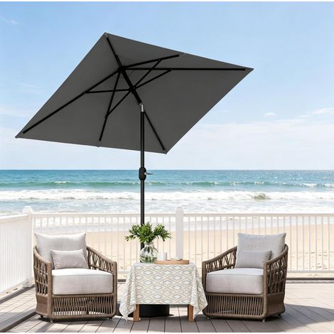 Parasol de jardin inclinable 206x135 cm gris OKMYHOME (1/5)
