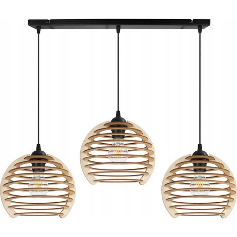 LAMPADA A SOSPENSIONE, LAMPADARIO DA SOFFITTO, IN LEGNO, PARALUME A LED (1/5)