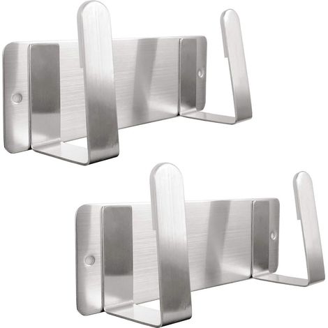 Organisateur mural en acier inoxydable pour couvercles de casseroles avec crochets auto-adhésifs (lot de 2) (1/5)