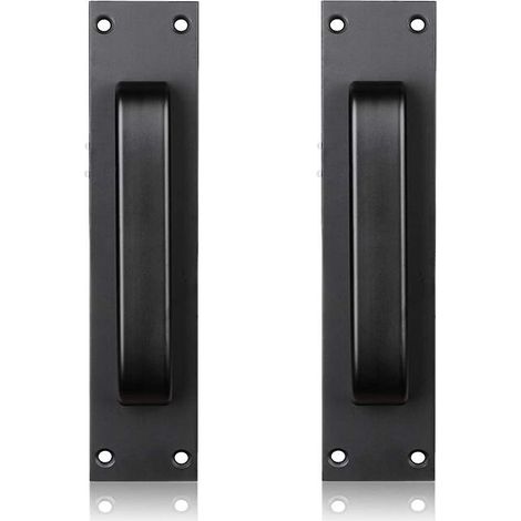 Ensemble de 4 poignées de porte coulissantes noires pour cuisine, meubles, armoires, penderies et tiroirs - Poignées de style porte de grange (1/4)