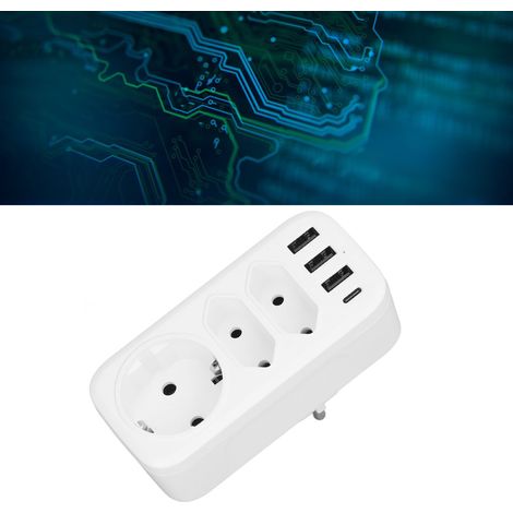 Prise multiple 7 en 1 Adaptateur triple 3 voies 3 Interfaces USB 1 Interface Type C Conversion AC100-250v-- (1/5)