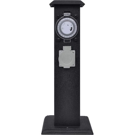 vidaXL Columna negra con enchufe y temporizador para el jardín (1/2)