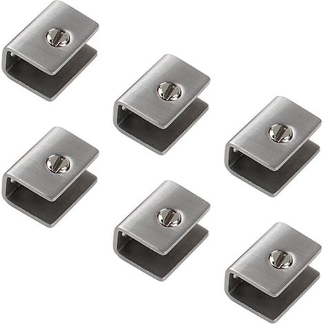 6 Piezas Pince à Verre Acier Inoxydable Support D'étagère Verre Forme Carrée Support Tablette Verre Réglable pour Tablettes en Verre de 8 mm D'épaisseur (1/5)