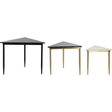 Auxiliary -Tabelle Set 3 Marmor 68x46.5x53 Auxi Tabelle Metall Metall Metall Metall Multicolor -Familie Hilfstabellen Details (1/5)