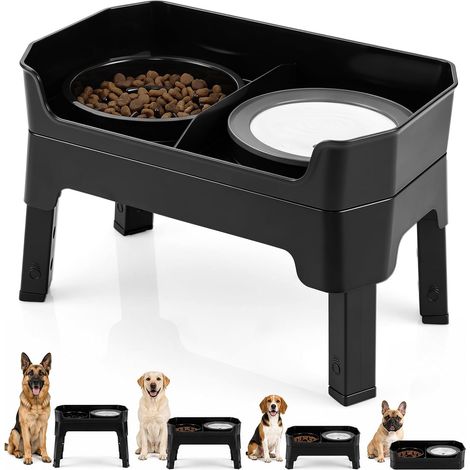 COSTWAY Gamelle Chien Surelevee, 4 Hauteurs Réglable (1/5)