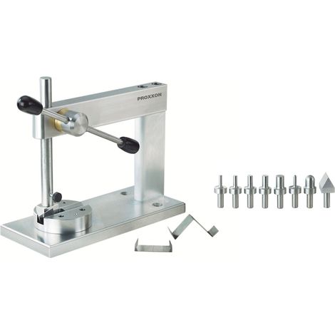 Proxxon Micro-Press MP 120 und 5 zylindrische Stempel, dazu je 1 Halbkugelprofil (1/2)