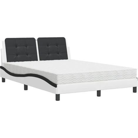 Lit double Lit adulte Cadre de lit sans matelas Zadar blanc et noir 140x190 cm similicuir (1/5)