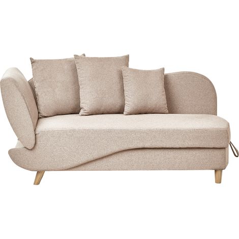 Chaise longue de tela con cojines espacio de almacenamiento izquierdo marrón claro Meri II (1/5)
