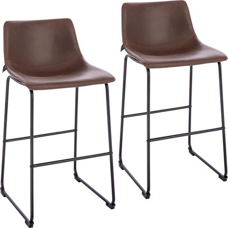 SVITA JOHN 2-er Set Barhocker Barstuhl mit Rückenlehne Retro Kunst-Leder Braun (1/5)