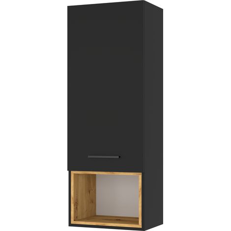 Armario de pared ANETTE G negro mate / roble artesanal (1/5)