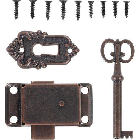 Serrure de Meuble Vintage Clé en Alliage de Zinc, Installation Facile pour Tiroirs Sécurisés, pour Boîtes à Bijoux et Armoires les Meubles (1/5)