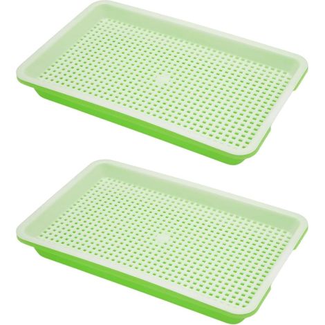2 x Seed Germers, 22 x 14 cm, Hydroponic Soilless Plant, Seed Tray for Micro Sprouts, Catnip, Mungo Beans and Alfalfa, Green and White (1/5)