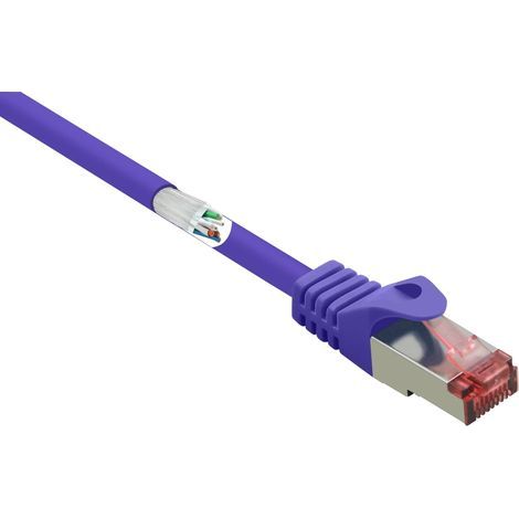 Renkforce RF-4724916 RJ45 Câble réseau, câble patch CAT 6 S/FTP 0.50 m violet avec cliquet d'encastrement, contacts dorés, ignifuge 1 pc(s) Y851362 (1/4)